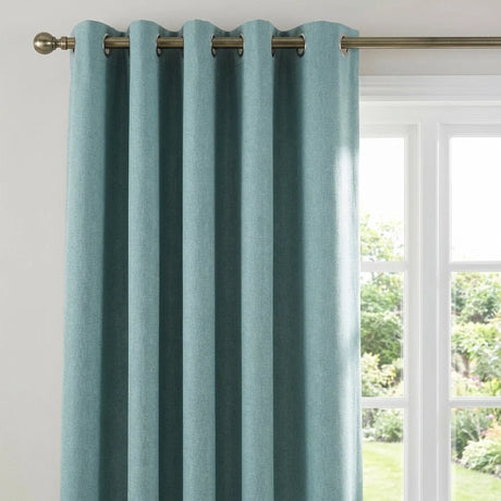 Sorbonne Cotton Lined Ready Made Eyelet Curtains - Duck Egg image 2