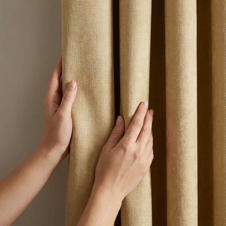 Strata Thermal Dim Out Woven Eyelet Curtains Pair - Ochre image 2