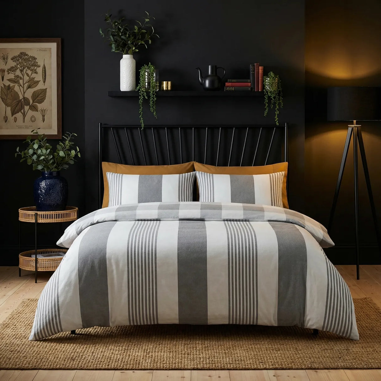 Chambray Stripe Duvet Cover Set - Silver Grey image 2