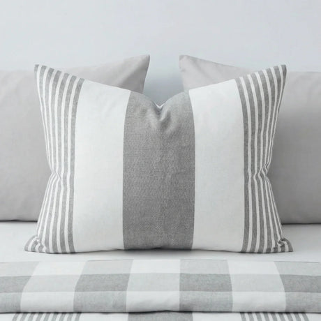 Chambray Stripe Duvet Cover Set - Silver Grey image 3