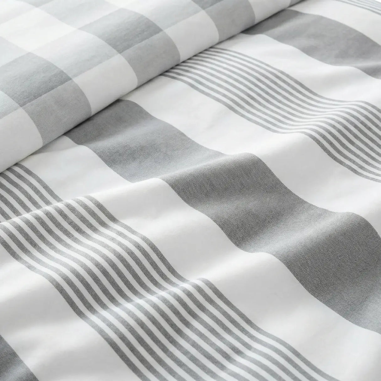 Chambray Stripe Duvet Cover Set - Silver Grey image 4