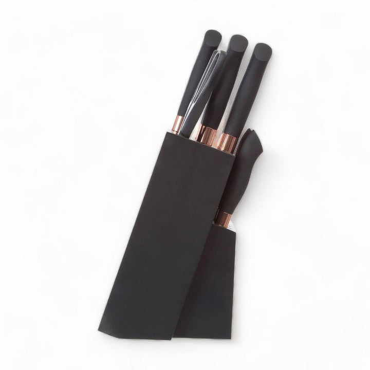 11 Piece Black + Copper Knife Block Set - Ideal