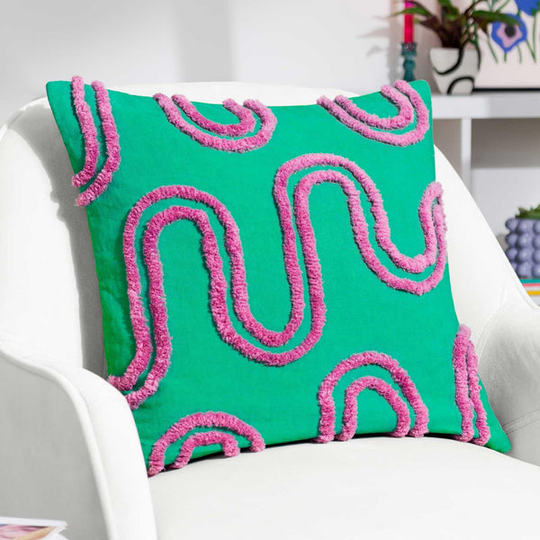 Archie Tufted Cushion Cover Turquoise + Purple