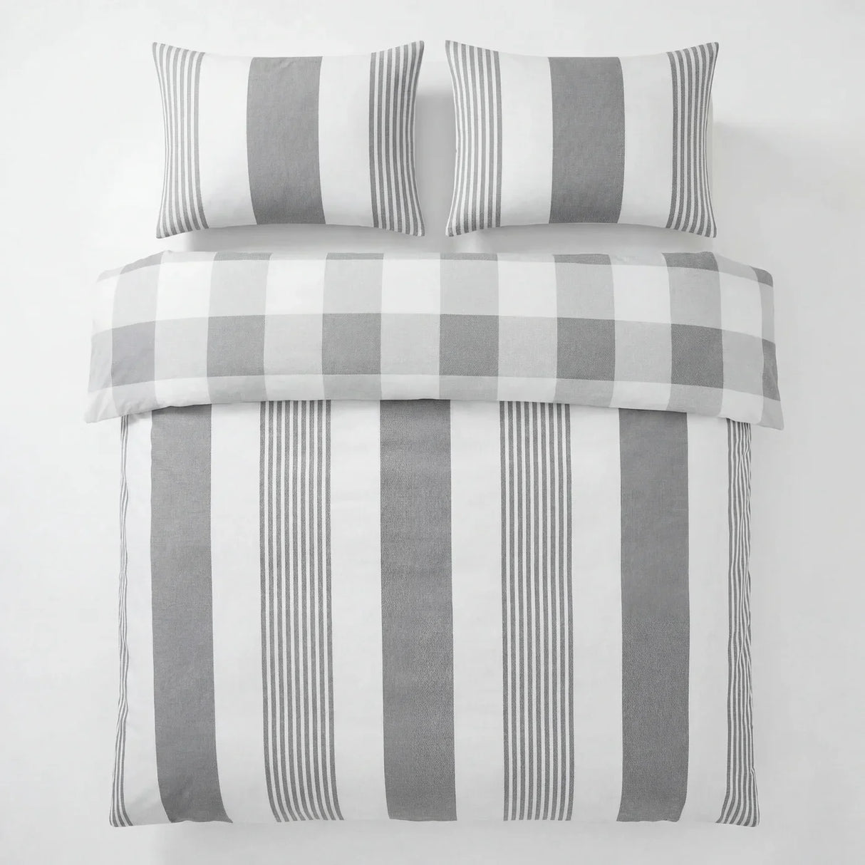 Chambray Stripe Duvet Cover Set - Silver Grey