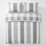 Chambray Stripe Duvet Cover Set - Silver Grey