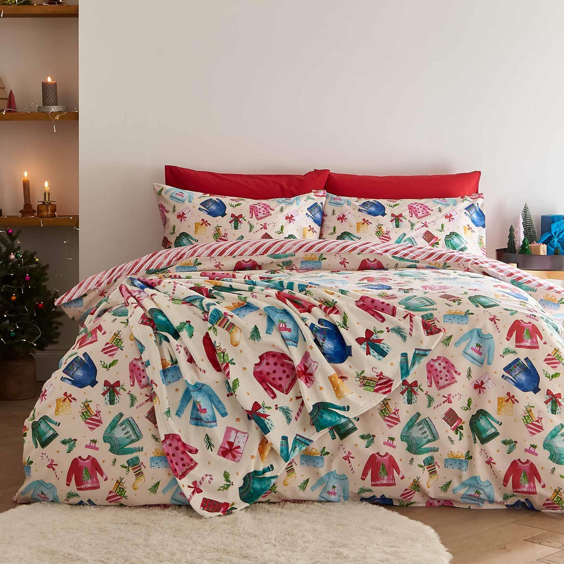 Catherine Lansfield Jolly Jumpers Christmas Duvet Cover Set