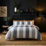 Chambray Stripe Duvet Cover Set - Blue image 2