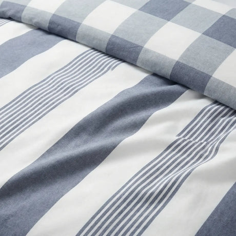 Chambray Stripe Duvet Cover Set - Blue image 4