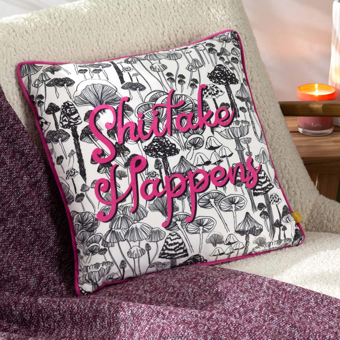 Shiitake Happens Velvet Cushion Cover 43cm x 43cm