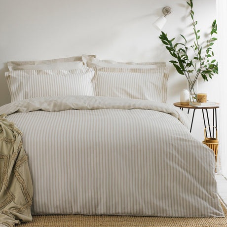 Hebden Mélange Stripe Duvet Cover Set - Natural