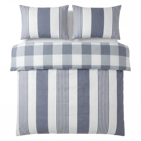 Chambray Stripe Duvet Cover Set - Blue