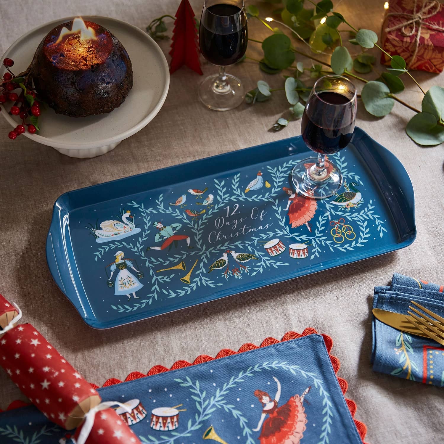 Ulster Weavers 12 Days of Christmas Small Tray - 12 Days Of Christmas Small Serving Tray In Blue 2