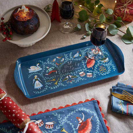 Ulster Weavers 12 Days of Christmas Small Tray - 12 Days Of Christmas Small Serving Tray In Blue 2