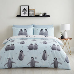 Starry Penguins Blue Duvet Cover Bedding Set