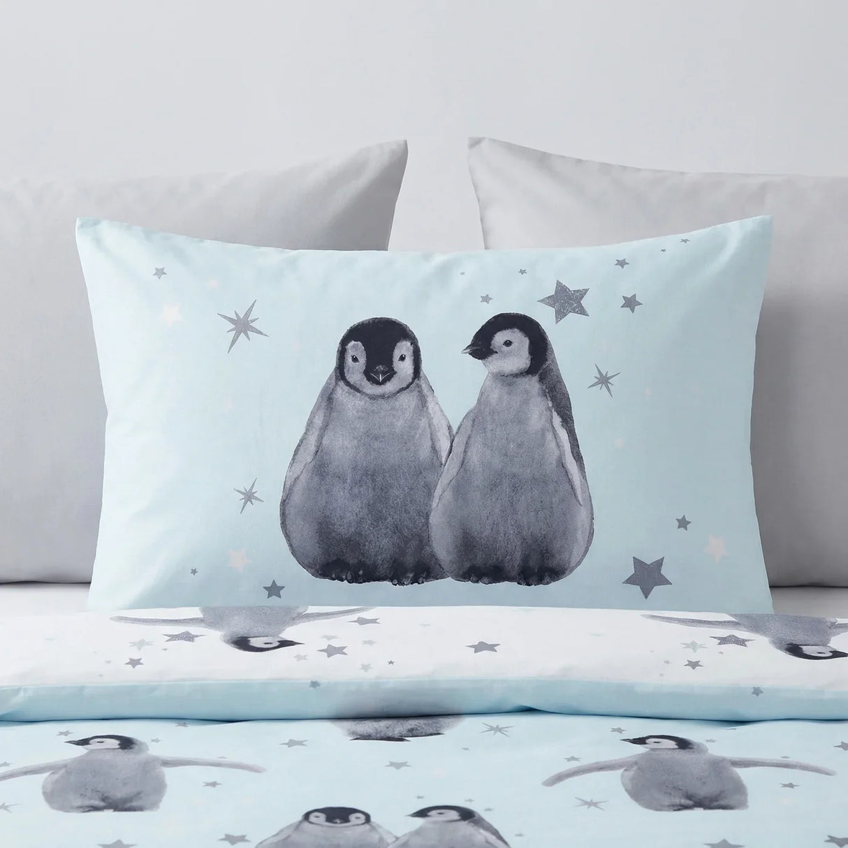 Starry Penguins Duvet Cover Set - Blue image 3