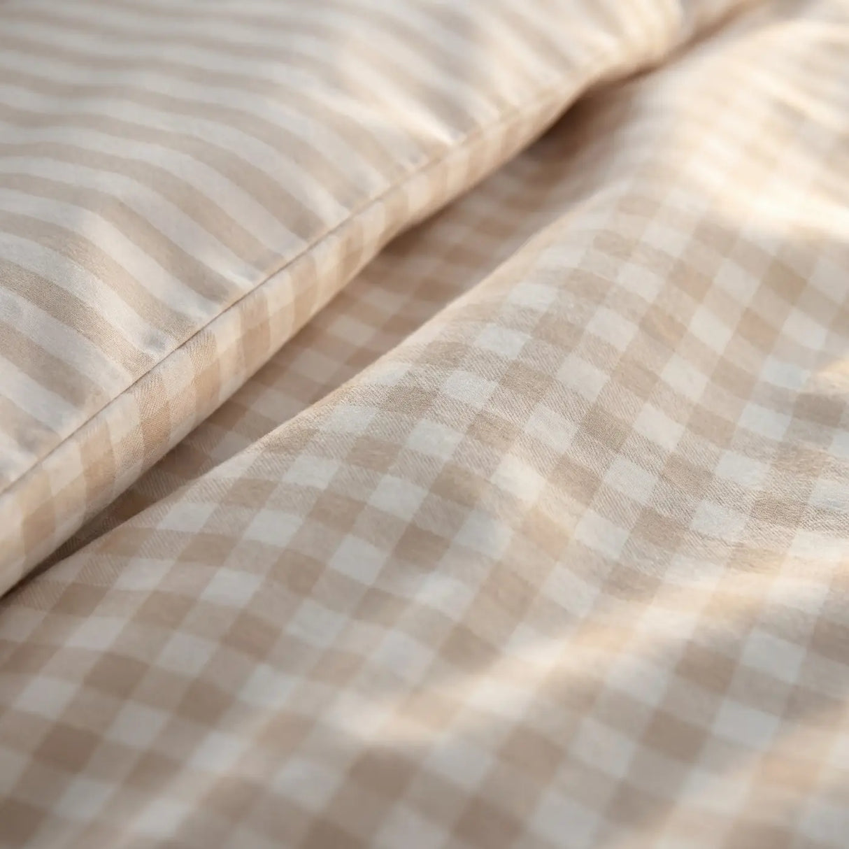 Gingham Check Duvet Cover Set - Natural image 3