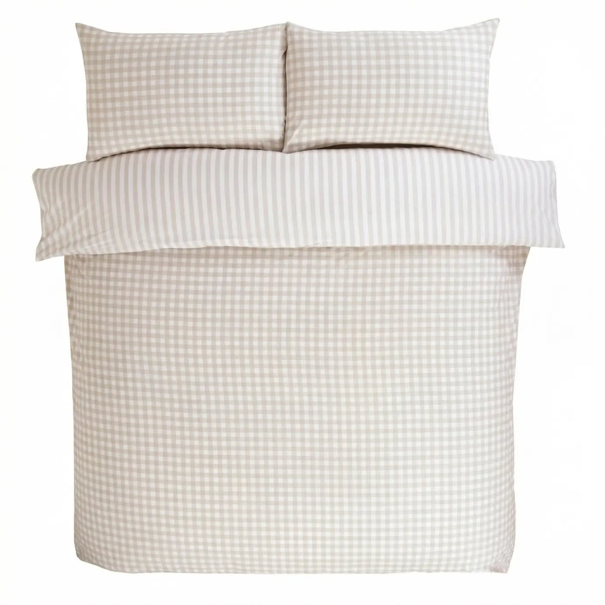Gingham Check Duvet Cover Set - Natural image 4