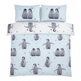 Starry Penguins Duvet Cover Set - Blue