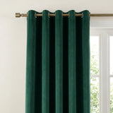 Velvet Chenille Eyelet Curtains - Green image 2