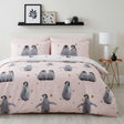 Starry Penguins Duvet Cover Set - Pink image 2
