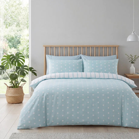 So Soft Spots & Stripes Duvet Cover Set - Duck Egg