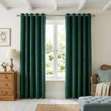 Velvet Chenille Eyelet Curtains - Green
