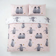 Starry Penguins Duvet Cover Set - Pink