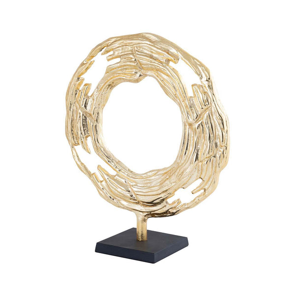 Round Metal Sculpture Gold 39cm