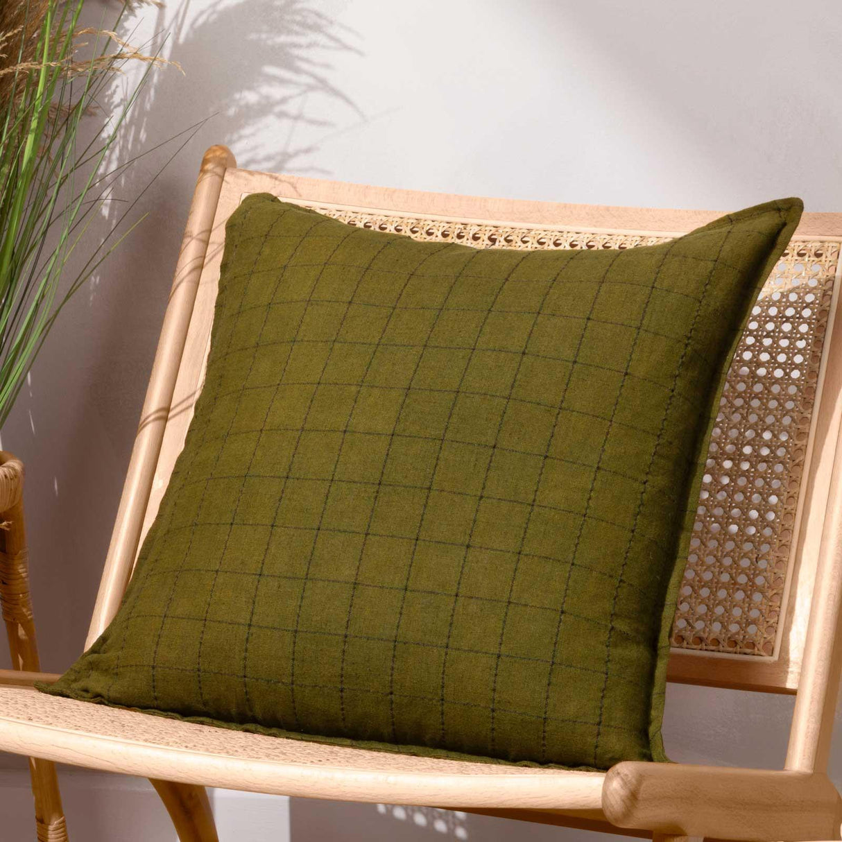 Linen Grid Check Cushion Cover 20" x 20" (50cm x 50cm) by Yard
