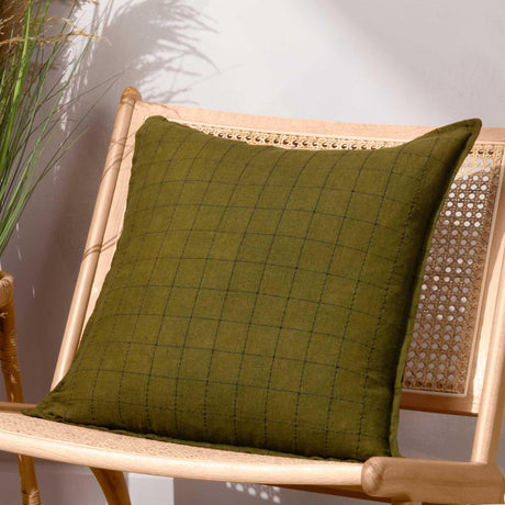 Linen Grid Check Cushion Cover 20" x 20" (50cm x 50cm) by Yard