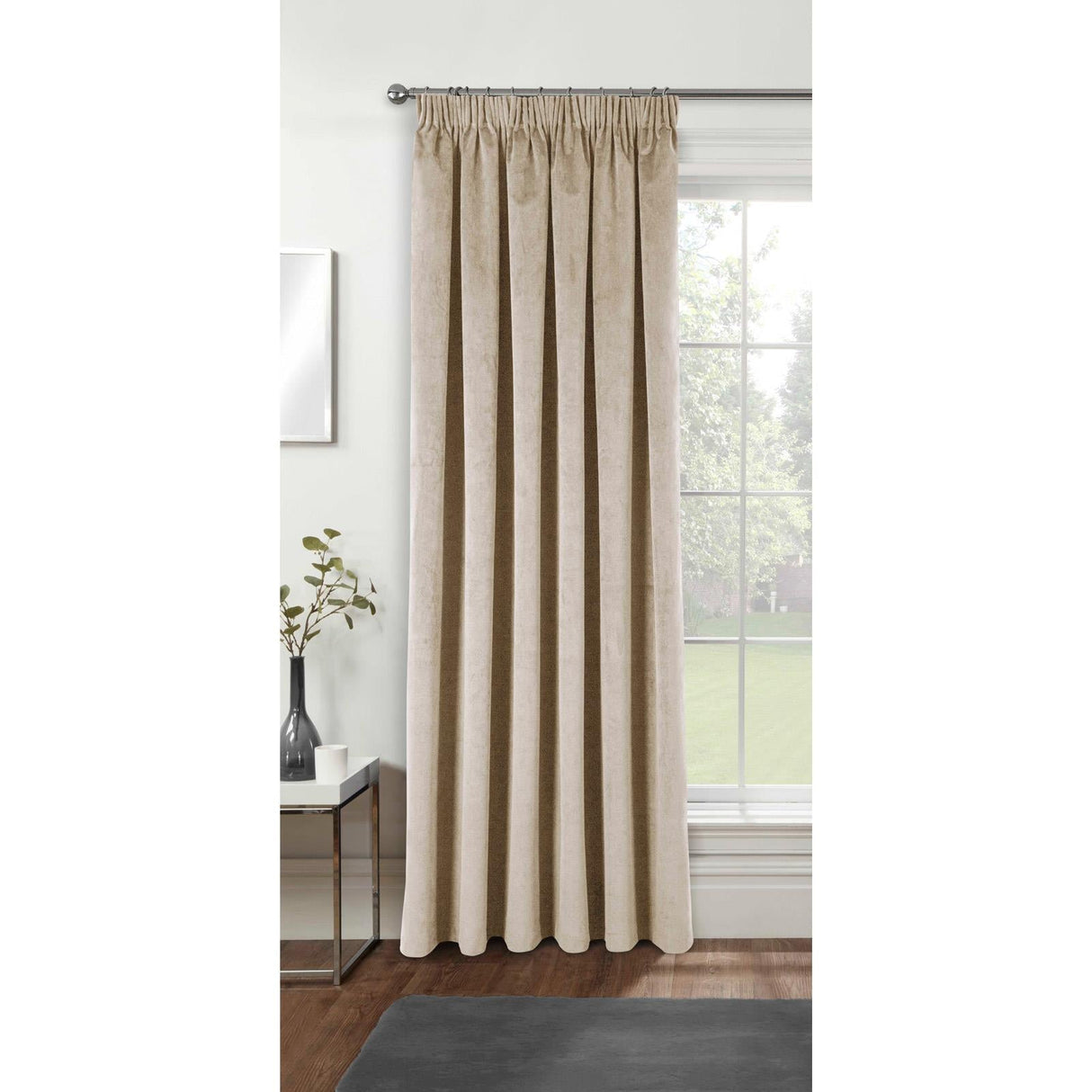 Oxford Velvet Blackout Pencil Pleat Door Curtain 66" x 84" - Cream