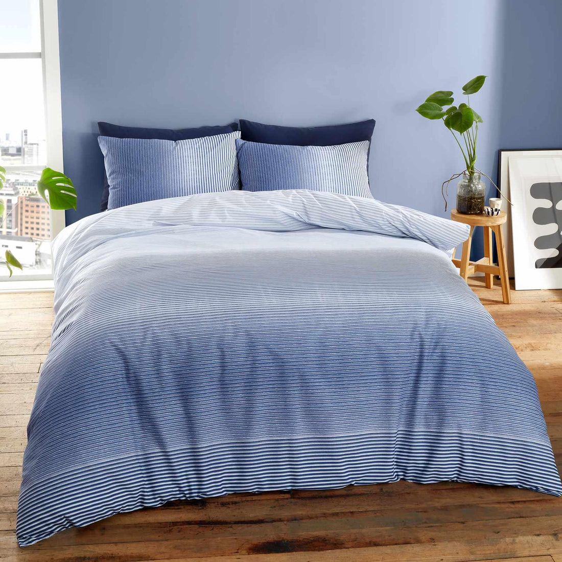 Catherine Lansfield Graded Stripe Duvet Cover Set Bedding