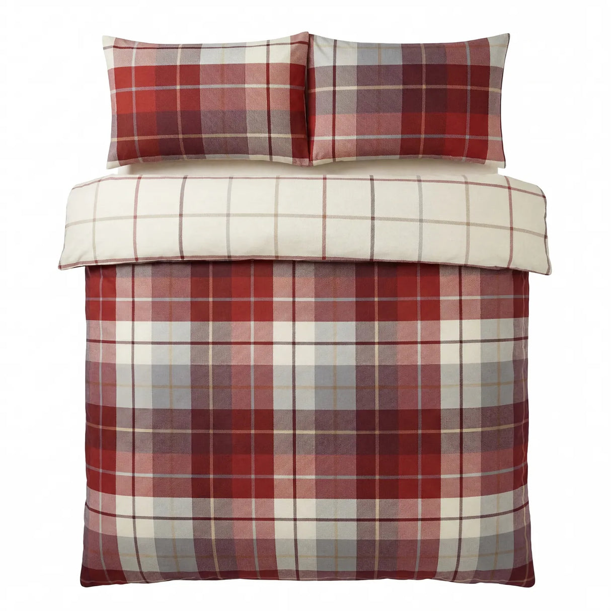 Lomond Check Flannelette Duvet Cover Set - Red