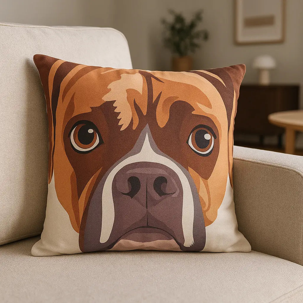 Animal and Inspirational Velvet Cushion Cover 45cm x 45cm - Boxer Dog