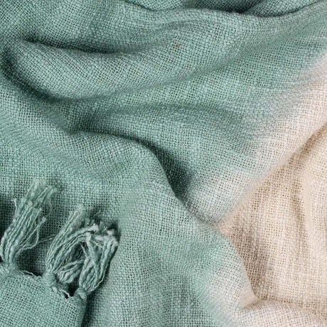 Mizu Dip Dye Fringed Cotton Throw 130cm x 170cm by furn.