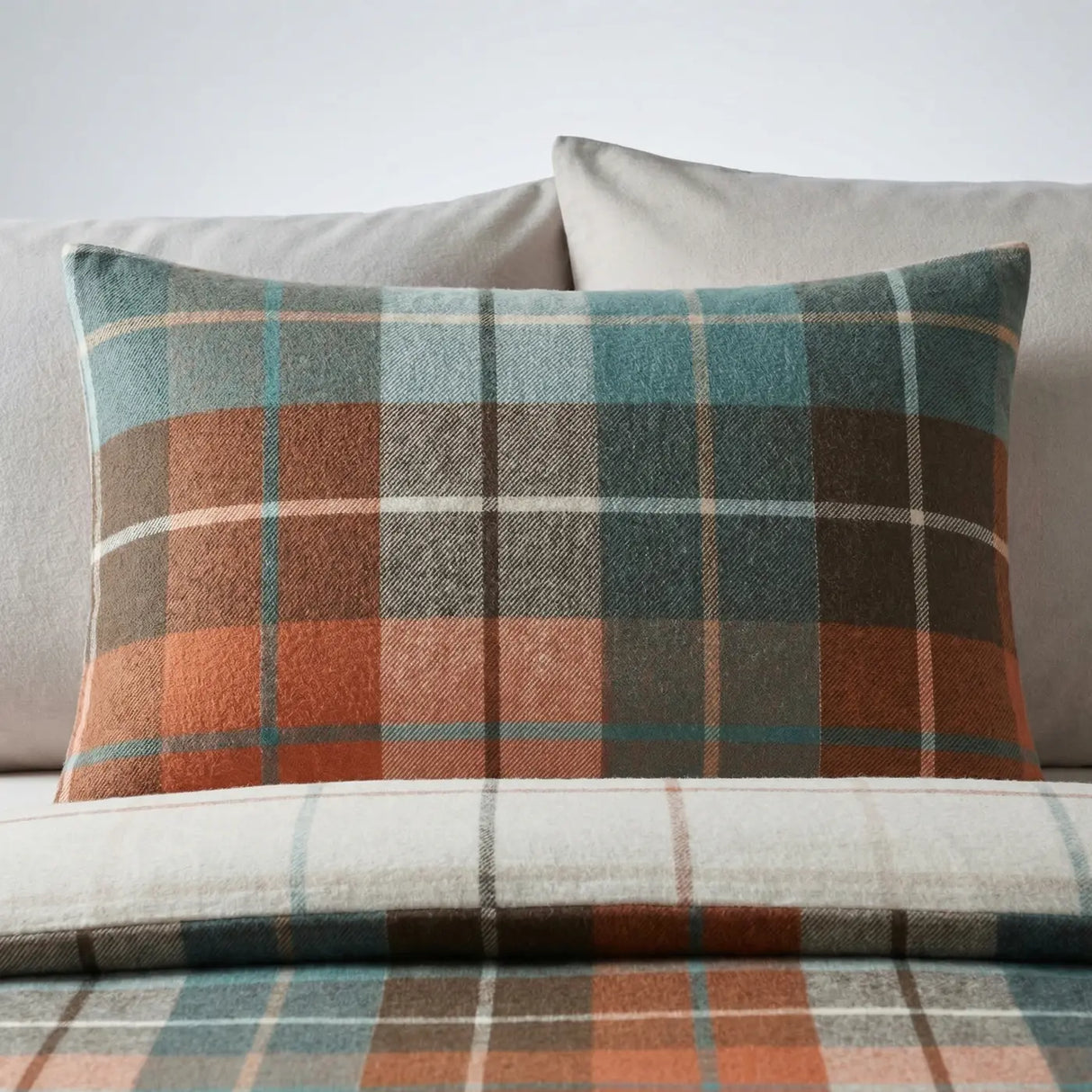 Lomond Check Flannelette Duvet Cover Set - Terracotta image 3