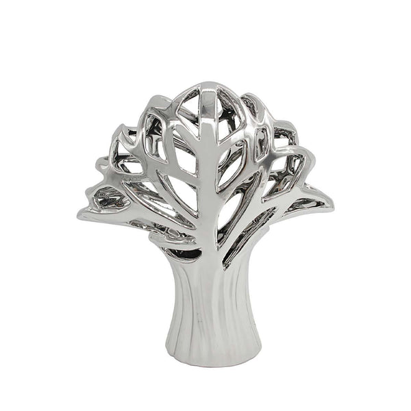 Ceramic Tree Sculpture Silver 20cm