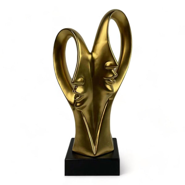 Matte Gold Sculpture with Black Stand 37.5cm