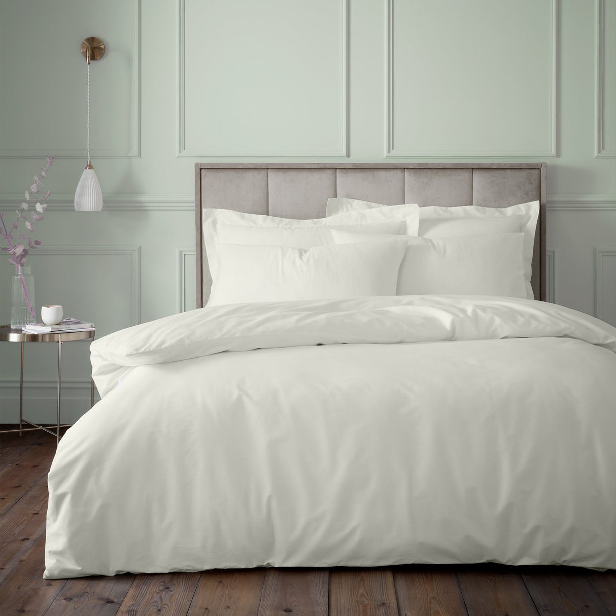 Bianca 180 Thread Count Egyptian Cotton Duvet Cover Set - Silver Grey