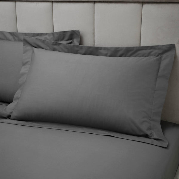 180TC Egyptian Cotton Oxford Pillowcase Charcoal Pillowcases Bianca   