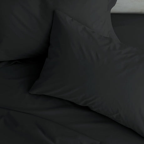 Catherine Lansfield Easy Iron Percale 35cm Deep Black Fitted Sheet - Easy Iron Percale Black