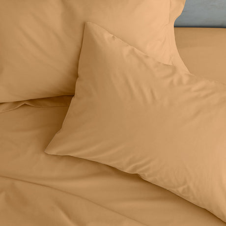 Catherine Lansfield Easy Iron Percale 35cm Deep Natural Fitted Sheet - Easy Iron Percale Caramel