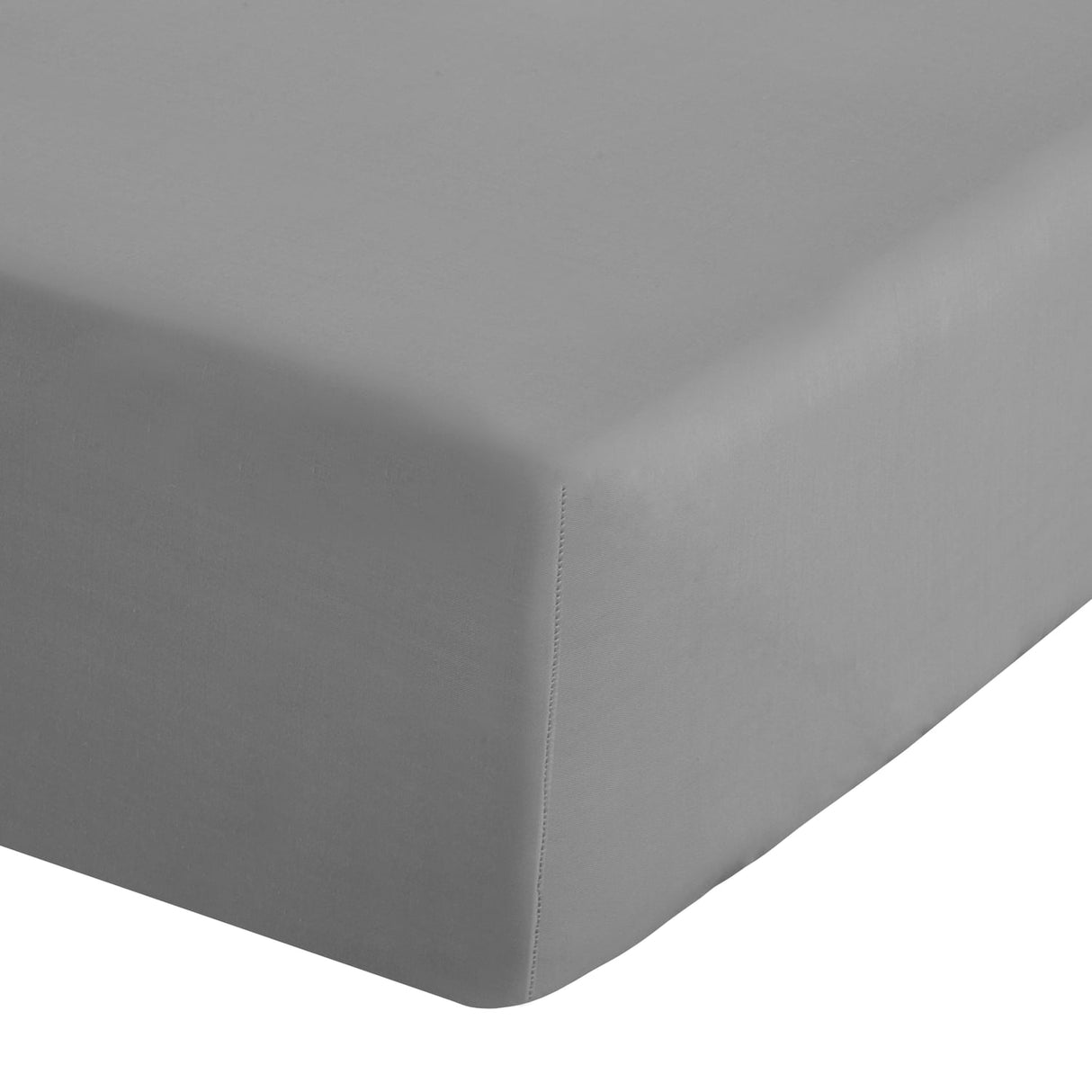 Catherine Lansfield Easy Iron Percale 25cm Deep Grey Fitted Sheet - Easy Iron Percale Grey Fitted Sheet