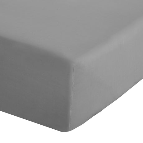 Catherine Lansfield Easy Iron Percale 25cm Deep Grey Fitted Sheet - Easy Iron Percale Grey Fitted Sheet