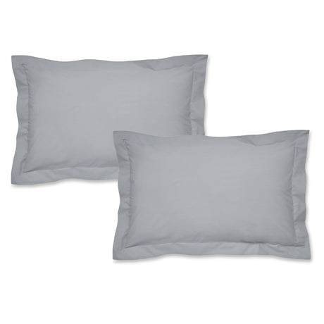 Catherine Lansfield Easy Iron Percale Pillowcases - Easy Iron Percale Grey Oxford Pillowcases