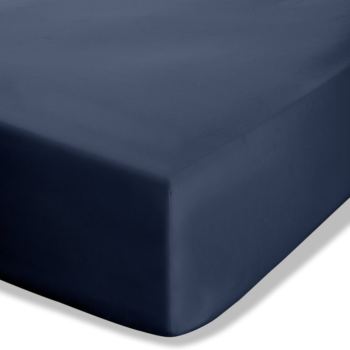 Catherine Lansfield Easy Iron Percale 35cm Deep Navy Fitted Sheet - Easy Iron Percale Navy Standard Fitted Sheet