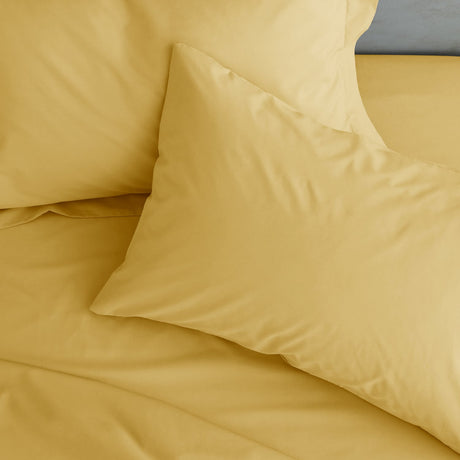 Catherine Lansfield Easy Iron Percale 25cm Deep Ochre Fitted Sheet - Easy Iron Percale Ochre