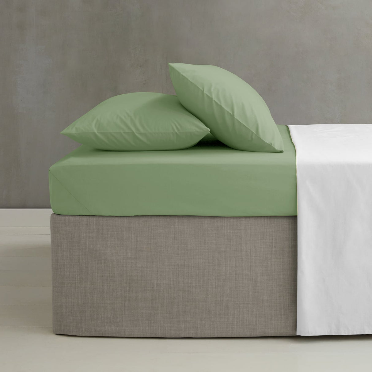 Catherine Lansfield Easy Iron Percale 35cm Deep Sage Fitted Sheet