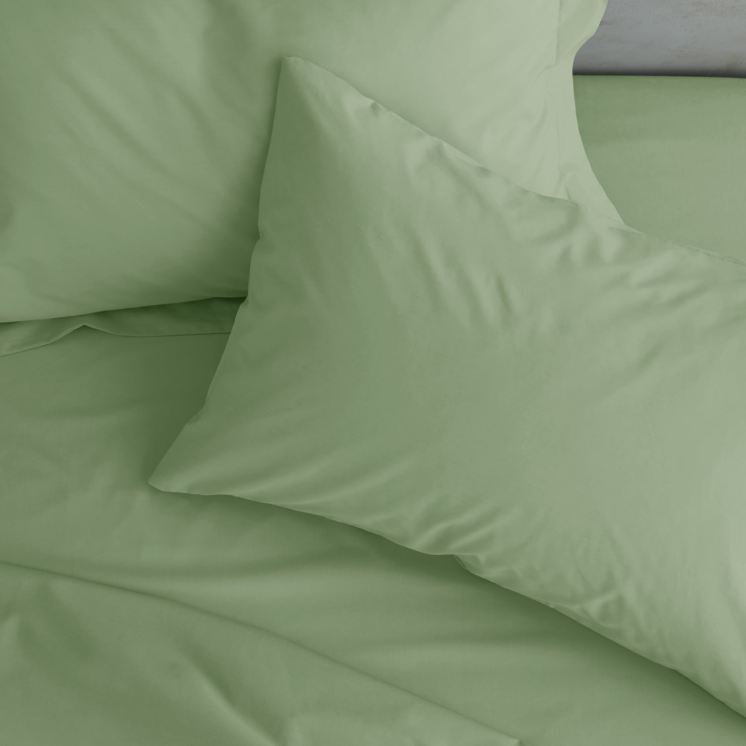 Catherine Lansfield Easy Iron Percale 25cm Deep Sage Fitted Sheet - Easy Iron Percale Sage Green