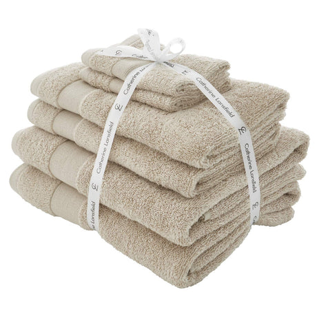 Catherine Lansfield Anti-Bacterial 500gsm 6 Piece Towel Bale - Natural
